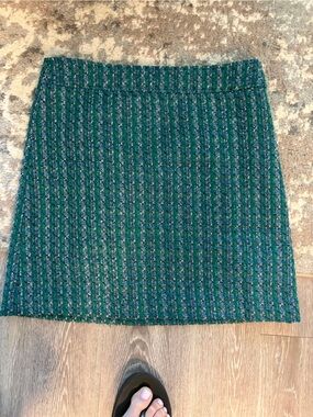 J. Crew Green and Teal Tweed Skirt